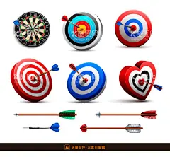 矢量箭靶插画  - 源文件下载【酷图网】箭靶,3D箭靶,箭靶图标,红色靶心,箭靶插画,立体箭靶,卡通箭靶,飞镖盘,靶心,射箭,目标,射箭靶