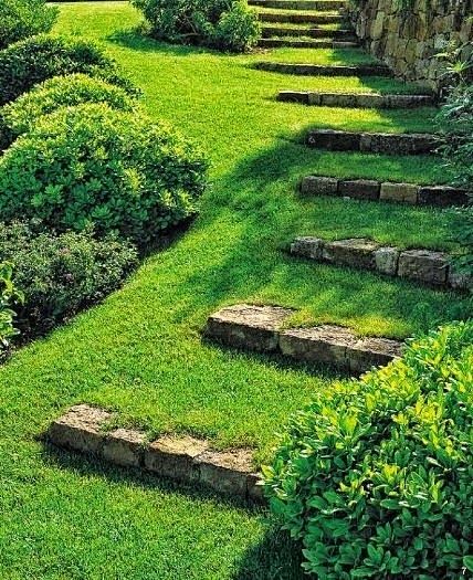 Stone steps to garde...