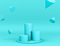 3d geometric cyan podiums for product placement with cones in levitation and editable color