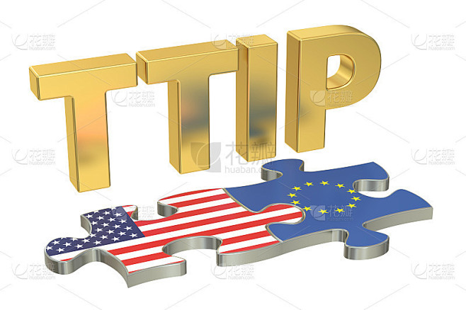 跨大西洋贸易和投资伙伴关系TTIP概念，3D