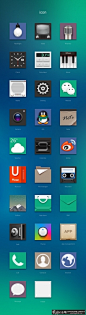 icon图标 UI图标设计 蓝绿色创意手机主题背景设计 大气手机主题背景 创意手机UI图标