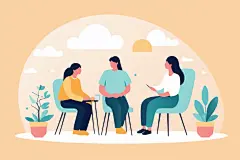 人物设计扁平化心理咨询治疗人物场景插画