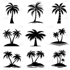 矢量扁平通用椰子树图标元素贴纸免扣png