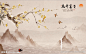 中式山水花开富贵飞鸟背景墙