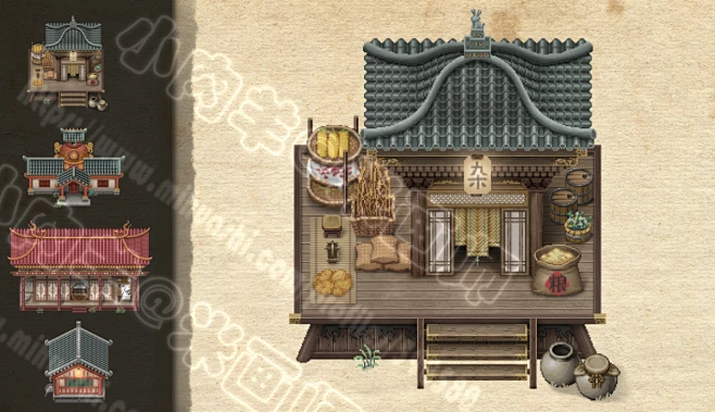 像素古风竖版建筑_小肉羊的奇幻世界的插画作品_涂鸦王国_原创绘画平台-花瓣网