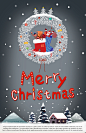松枝花环 灰色背景 冬日雪景 圣诞促销海报设计PSD tid256t000021