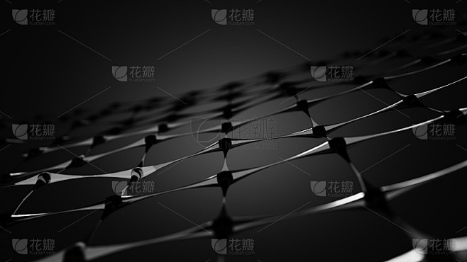 黑色分子结构3D渲染