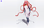 Asuka, Oliver Milas : // This Image is a version of Asuka in toonshade look with "rei"ish colors - i had different versions of her while betatesting the new zbrush posterize render in R5 and this version i liked the most...