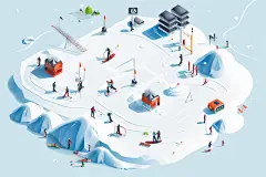 扁平风体育场2.5D运动插画