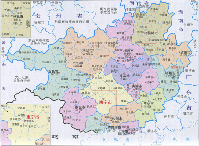 广西行政区划简图_广西地图查询