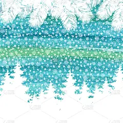圣诞和新年贺卡。手绘水彩画以树木、雪花、飘落的雪花为背景的寒假景观。