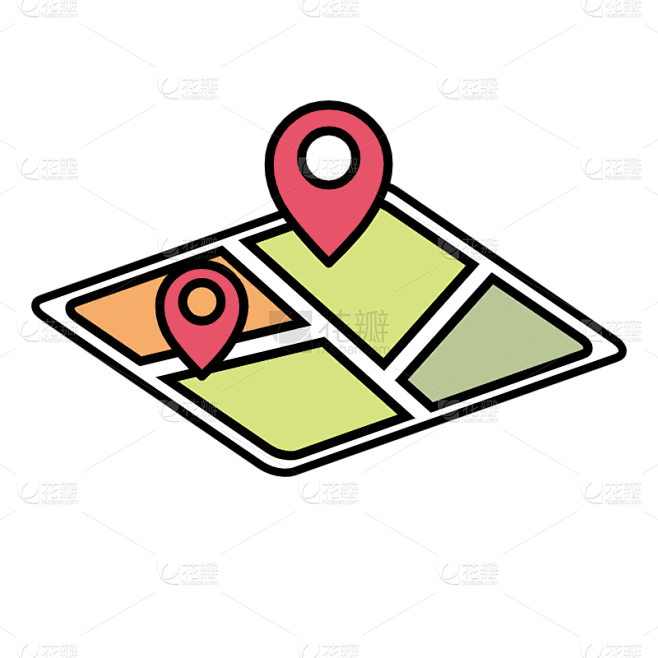 简笔画-旅游交通工具元素-地图