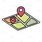 简笔画-旅游交通工具元素-地图