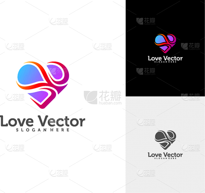 love heart creative logo concepts abstract
