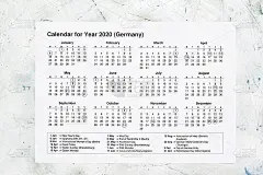 2020年德国国庆日日历