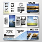 Vector set of tri-fold brochures, square design templates. Abstract