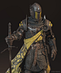 Knight , Tomasz Marczak : Hi all. Here is my most recent work inspired by For Honor and one of the concepts found here on Art Station (Link below) It's a low poly model with 35K Polygons and 3 texture sets. There is also a knight's head going to be added 