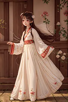娇美动人的古装汉服女生人物插画