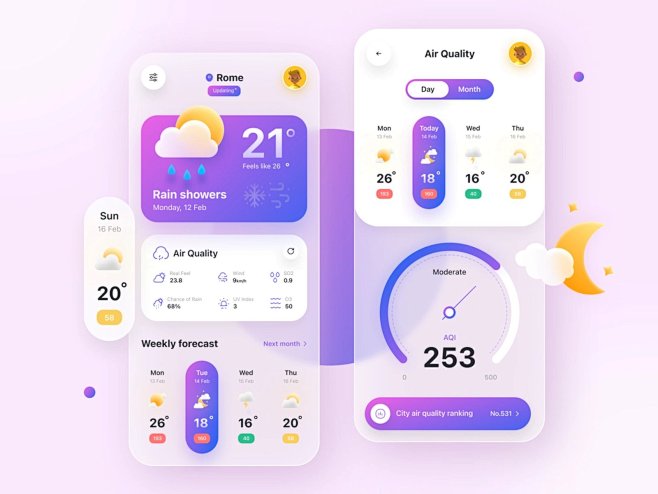 注意天气！12组天气预报APP界面设计灵...
