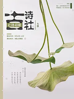 极简古诗社社团招新海报