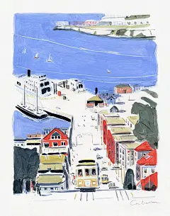 法国艺术家Dominique Corbasson简约风格的城市风景画