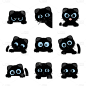 常规通用卡通猫咪黑色组合元素素材