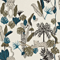 Rasch Club Botanique - : "Jungle vibes! Transform your home with this soft colour palette of soft pinks, blues and gold tones all on a comforting cream background."  Roll Size: 53 cm wide by 10.05 m long.