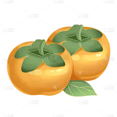 手绘-重阳节节日元素贴纸-柿子
