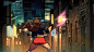 This may contain: an animated image of a woman in the city at night