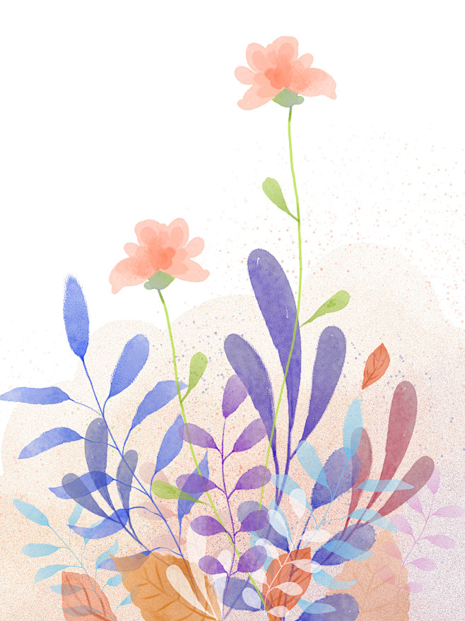 水彩植物花卉插画平涂平面质感