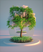 3d render 3dart 3DArtist aesthetic aesthetics cloud guga tevdorashvili Render Tree  tree render