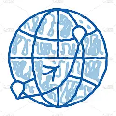国际世界航班图标手绘插图
