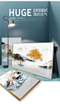锦绣山河新中式客厅装饰画招财山水三联画现代轻奢沙发背景墙挂画-tmall.com天猫