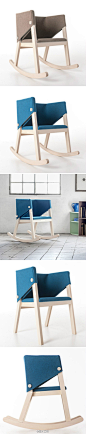 罗马设计师Giancarlo Cutello为Formabilio 品牌设计制作的一款摇椅，使用当地的榉木做架构，毛毡布作为靠背，与实木结合.