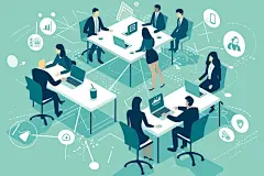 办公团队手绘设计