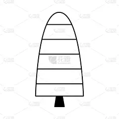 简单的轮廓式圣诞树。新年和圣诞节的风格元素。节日的庆祝活动。贺卡，包装纸。孤立的矢量涂鸦插图在白色的