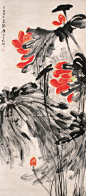 张大千 (1899-1983) 四川内江人，20世纪中国画坛最具传奇色彩的国画大师。早期在山水画方面卓有成就。后旅居海外，画风工写结合，重彩水墨融为一体，开创了新的艺术风格。