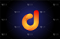 orange blue gradient logo d alphabet letter