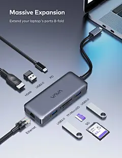 Amazon.com: USB C Hub, 8-in-1 USB C Adapter with 4K HDMI, 1Gbps RJ45 Ethernet Port, USB 3.0, SD/TF Card Reader, 100W Pd Charging Port for MacBook/Pro/Air and Type C Windows Laptops: Electronics