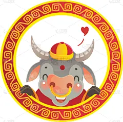 母牛,可爱的,传统,贺卡,春节,中文,新年前夕,十二生肖,动物,节日