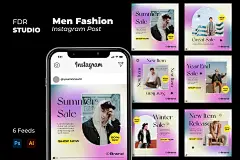时尚男士服装营销推广海报新媒体设计素材 Men Fashion Instagram Post-早道大咖