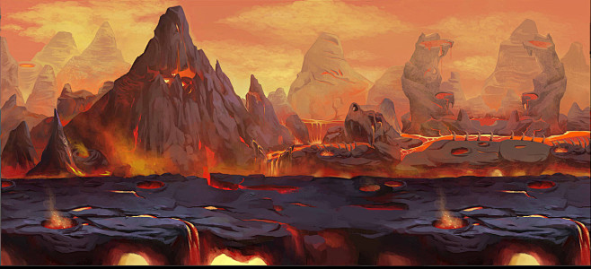 原画背景火山岩浆 火山系列