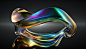 Photo abstract 3d render glass ribbon on water holographic shape in motion iridescent gradient digital art for banner background wallpaper transparent glossy design element flying in seascape
