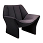 Hirundo Armchair In Charcoal Fabric With Curved Seat By Busnelli