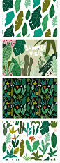 扁平抽象热带树叶图案绿色植物叶子场景插画搭配元素AI矢量素材-淘宝网