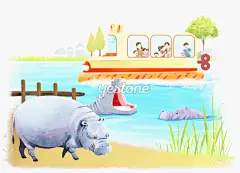 韩国插画_儿童_游乐_动物园_清新_Yestone邑石网_高品质的版权图片及商业正版图片素材提供商