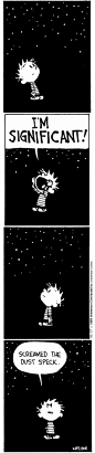 Calvin and Hobbes, STARS - I'm SIGNIFICANT! Screamed the dust speck.: 