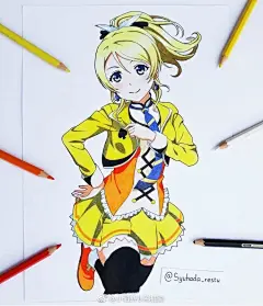 动漫卡通人物彩铅，太可爱啦~~
ins：syuhada_restu ​ （转）via @彩铅画教程 ​​​​