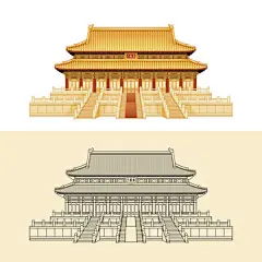 中秋广寒宫古建筑插画素材