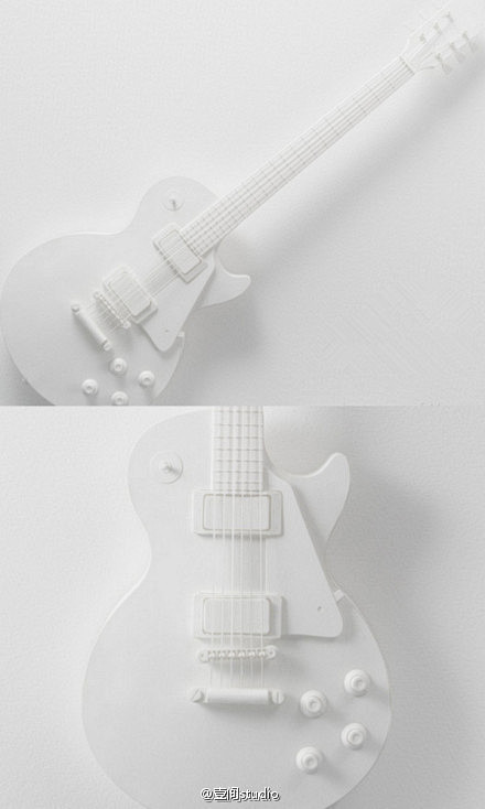 [【艺术创意】纯净的纸质吉他，美！] 纸...